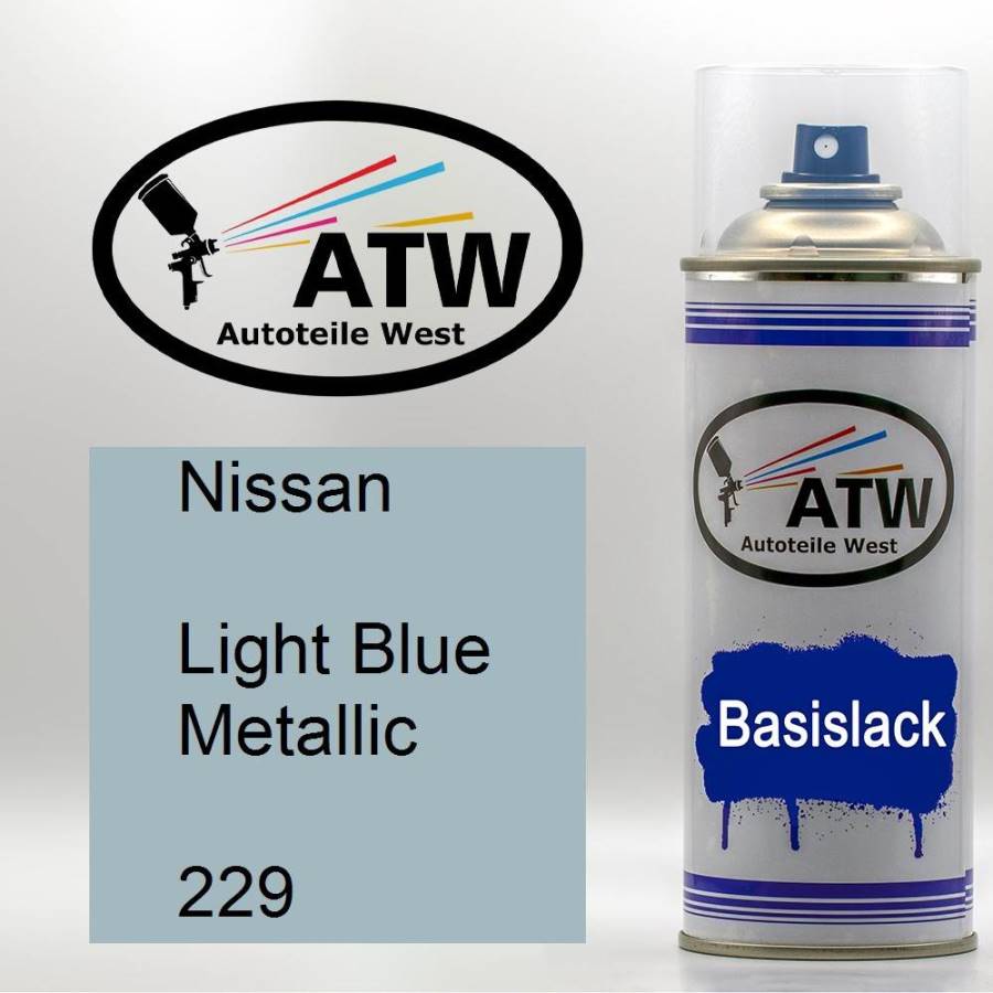 Nissan, Light Blue Metallic, 229: 400ml Sprühdose, von ATW Autoteile West.